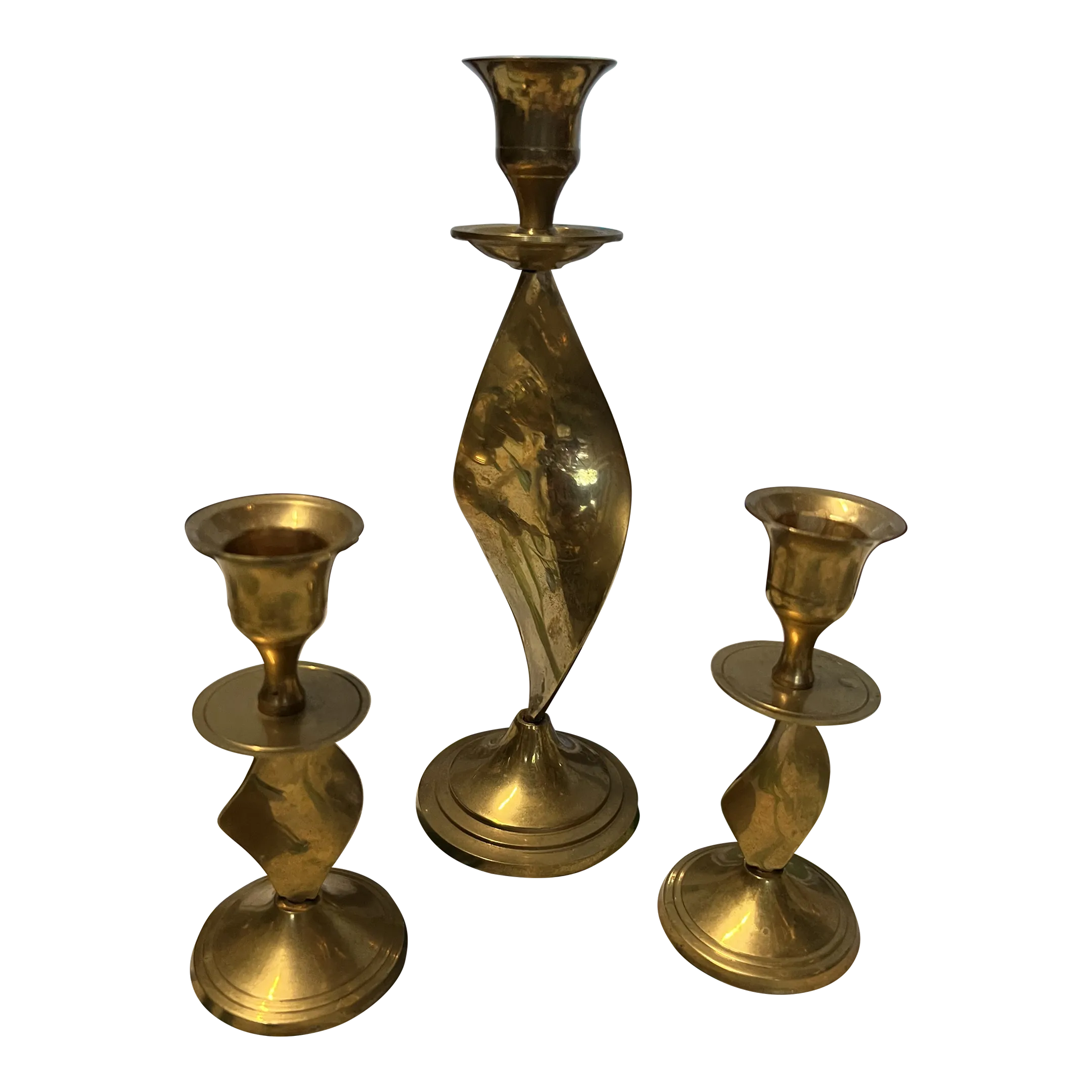 1970s Brass Candlesticks Set of 3 Chairish