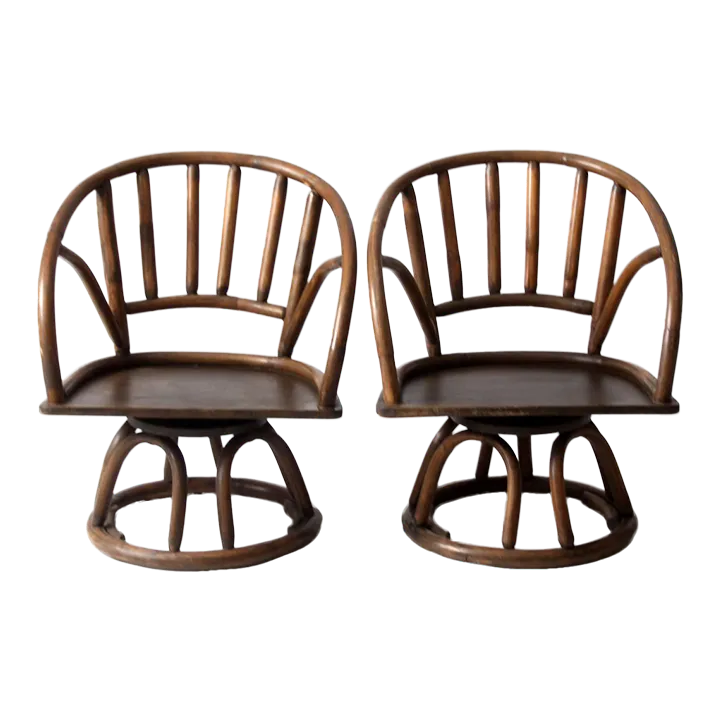 Mid-Century Rattan Lounge Chairs Pair | Chairish