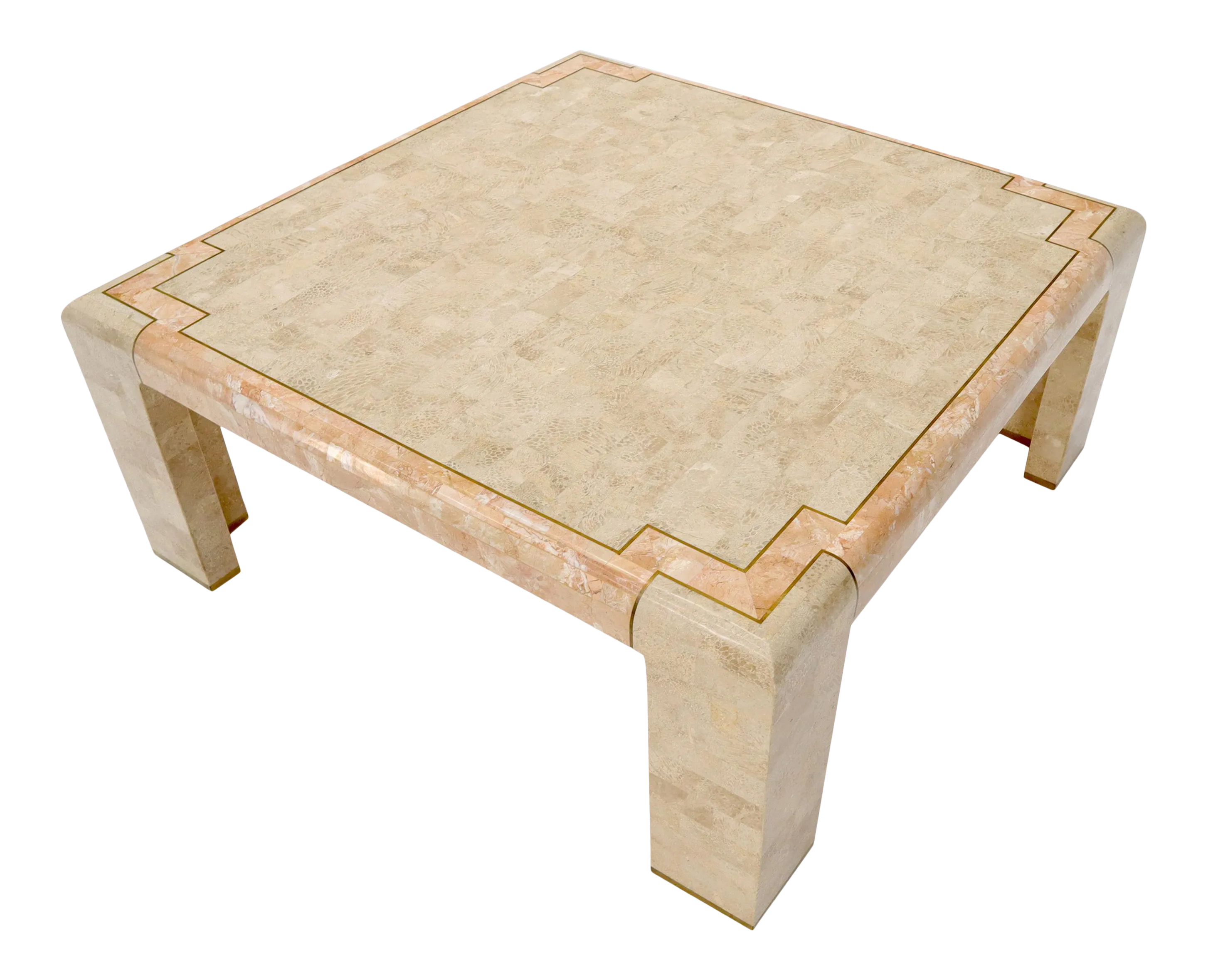 Tessellated Stone Brass Inlay Square Coffee Table Chairish
