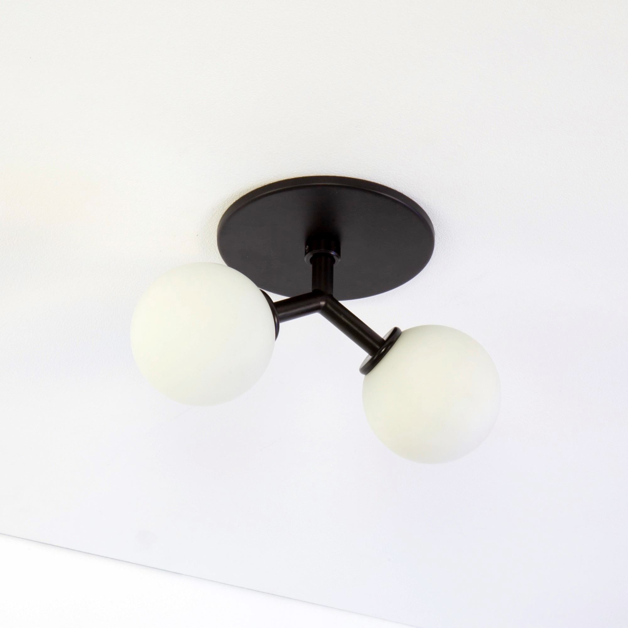 Y Flush Mount, Modern, 3 Inches Glass Globes, by Research.Lighting, Modern, Minimal