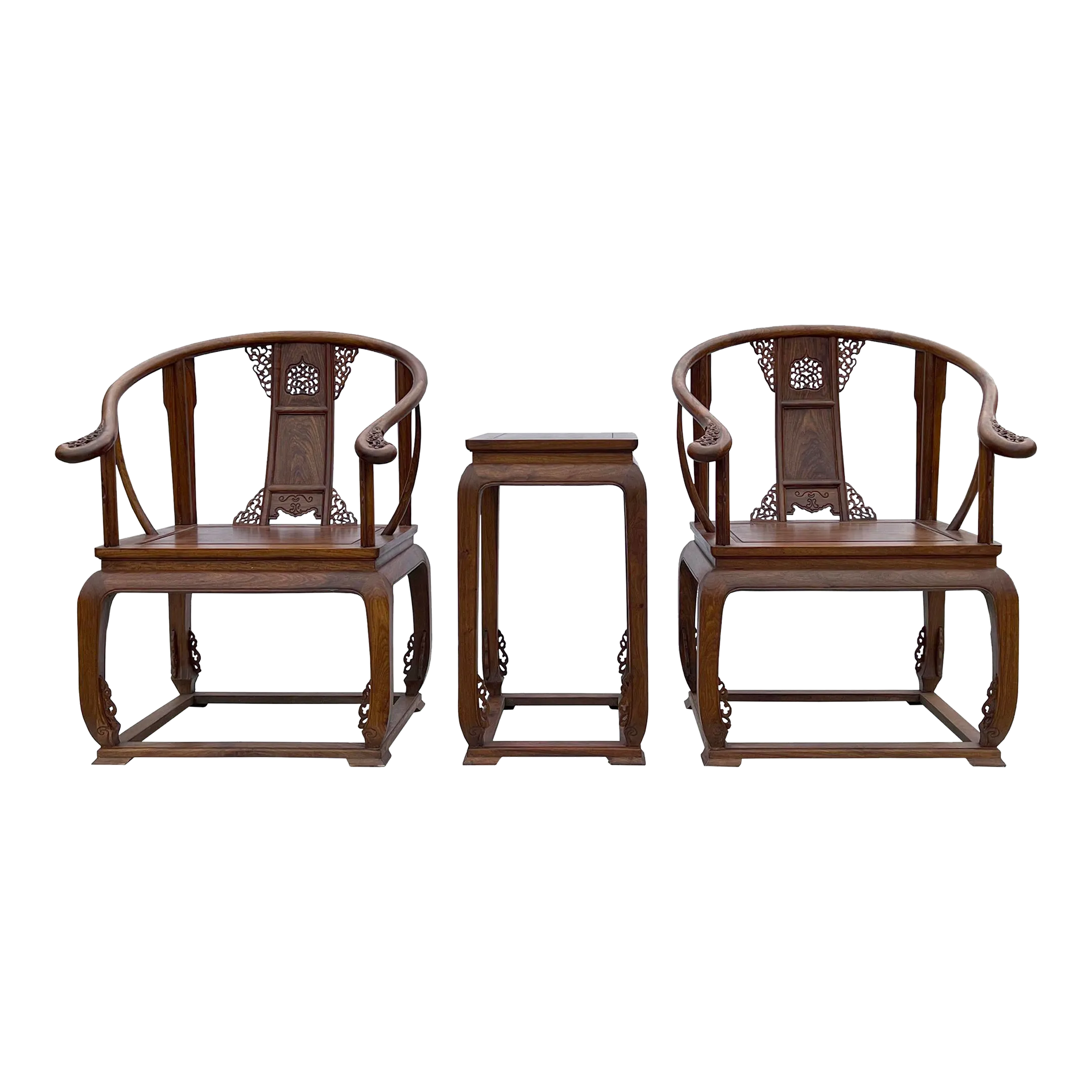 3 Pieces Set Chinese Yellowish Brown Ru Yi Horseshoe Armchair Table Chairish