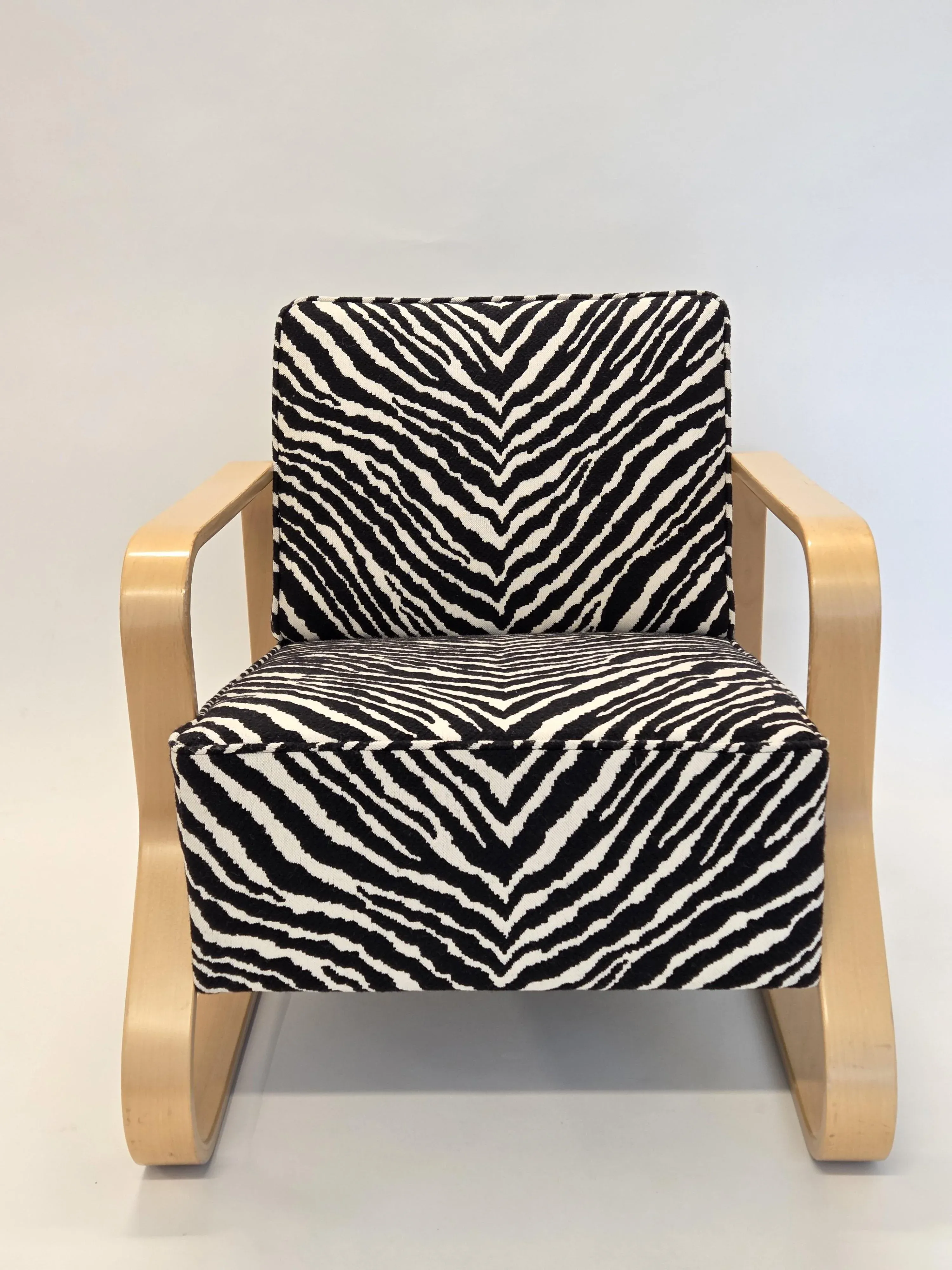 44 Lounge Chair with Zebra Upholstery by Alvar Aalto for Artek