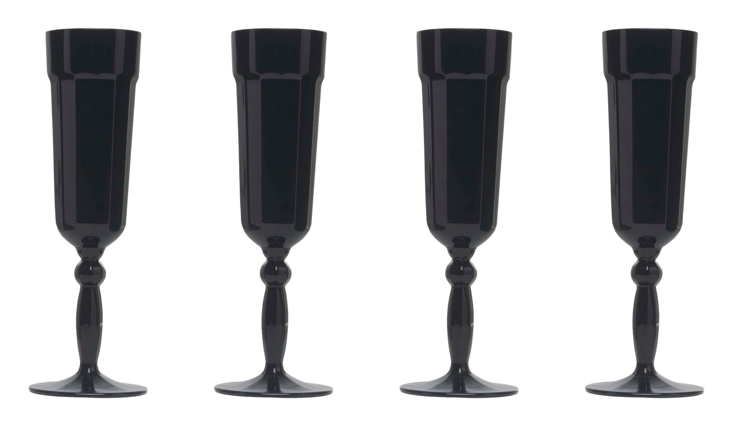 Lot De 2 Flûtes à Champagne Orfeo Par Ettore Sottsass - Verre Noir Cristal Italien