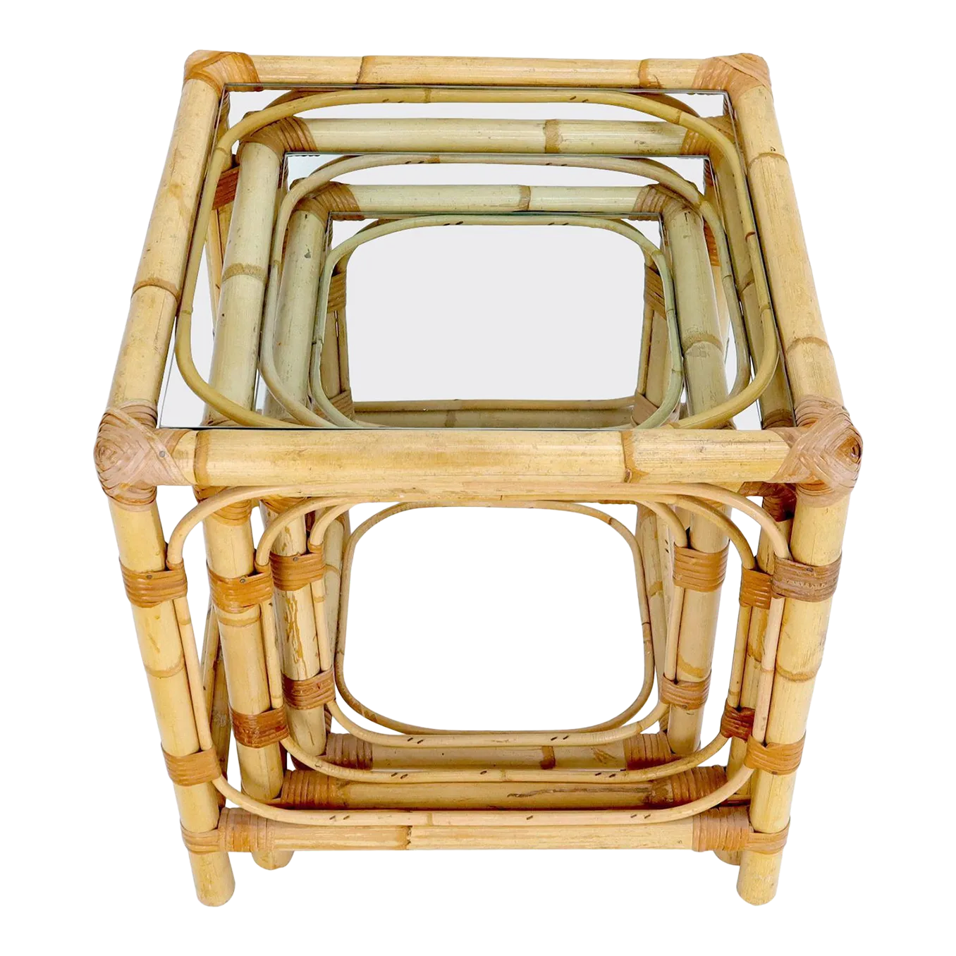 Set of 3 Nesting Bamboo Side End Tables Chairish