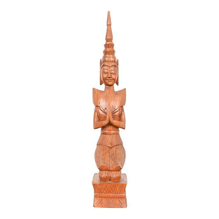 Vintage Hand-Carved Teak Thai Theppanom Sculpture