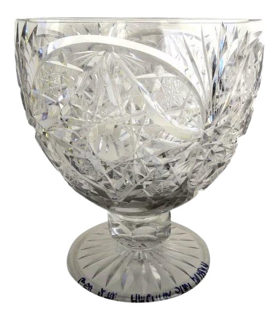 European Cut Glass Crystal Grand Footed Goblet Chairish
