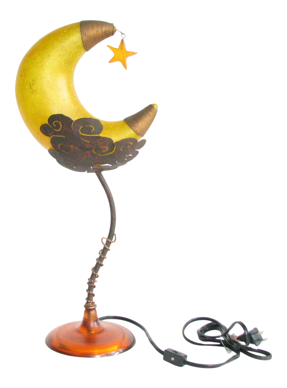 Resin Tarogo Moon And Star Table Lamp With Copper Finish Metal Details Chairish
