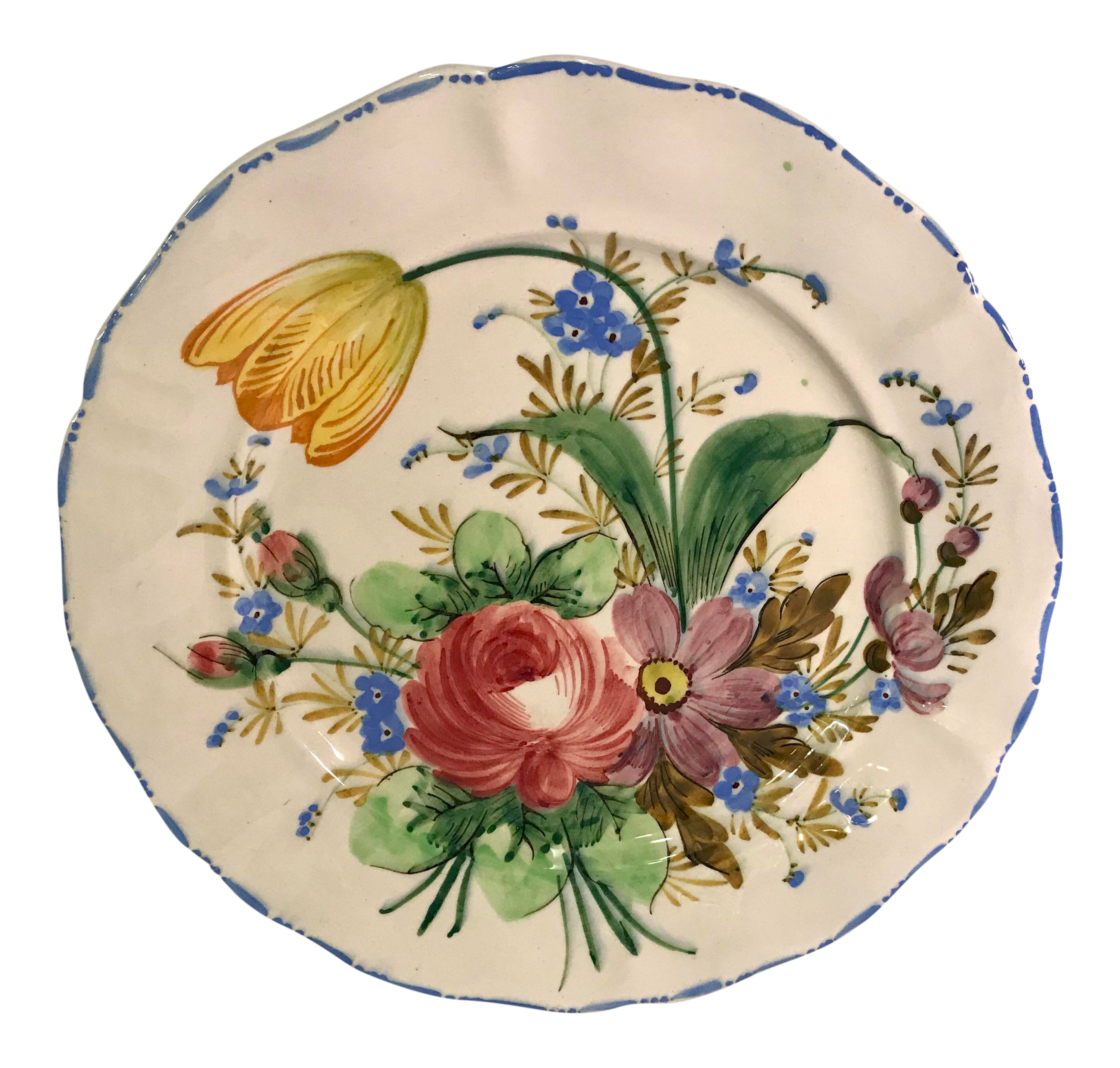 1930s Italian Faience Nove Rose Floral Platter Chairish