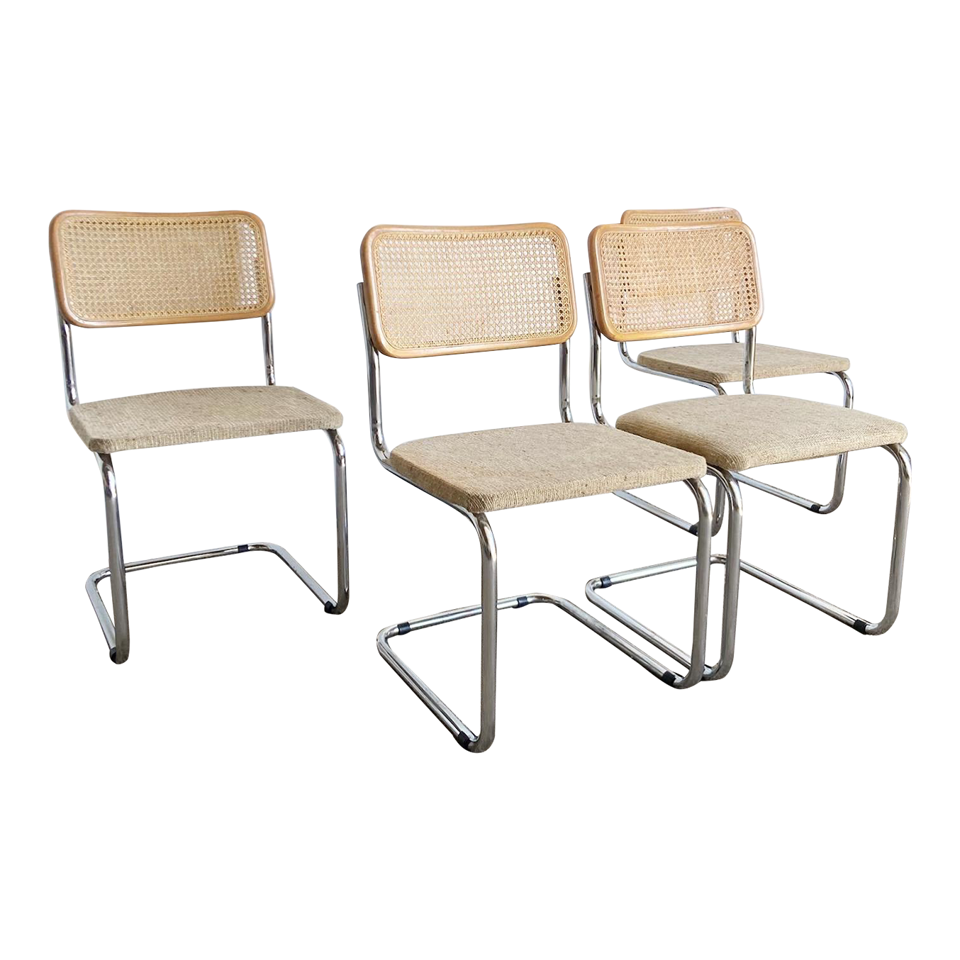 Mid Century Modern Marcel Breuer Style Cane and Chrome Cantilever