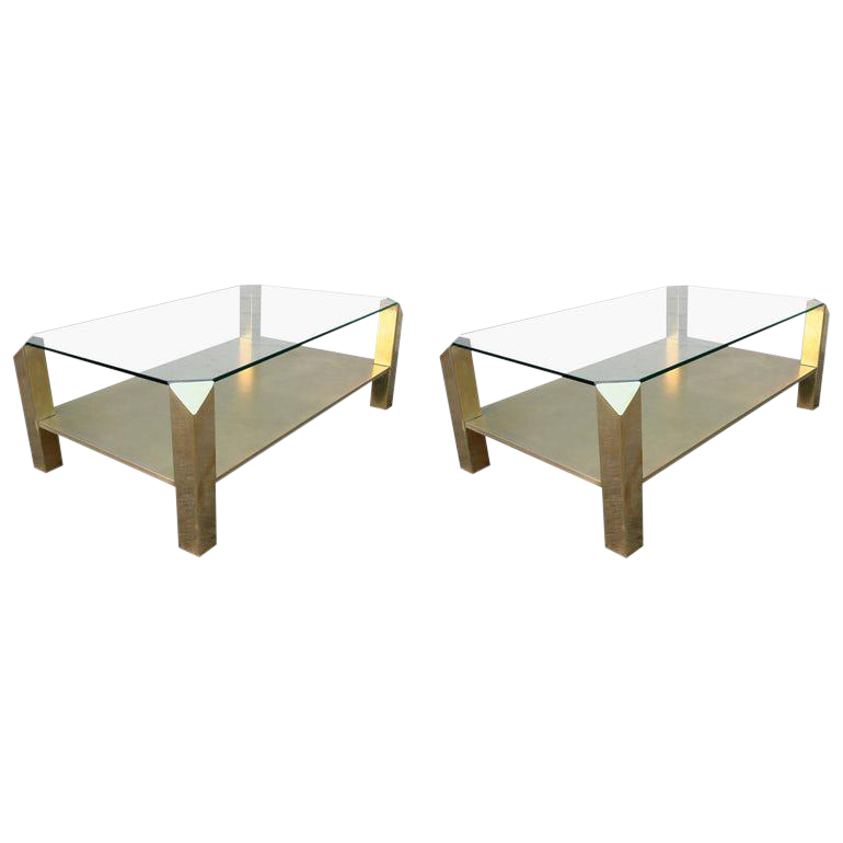 MidCentury Modern Brass Coffee Tables a Pair Chairish