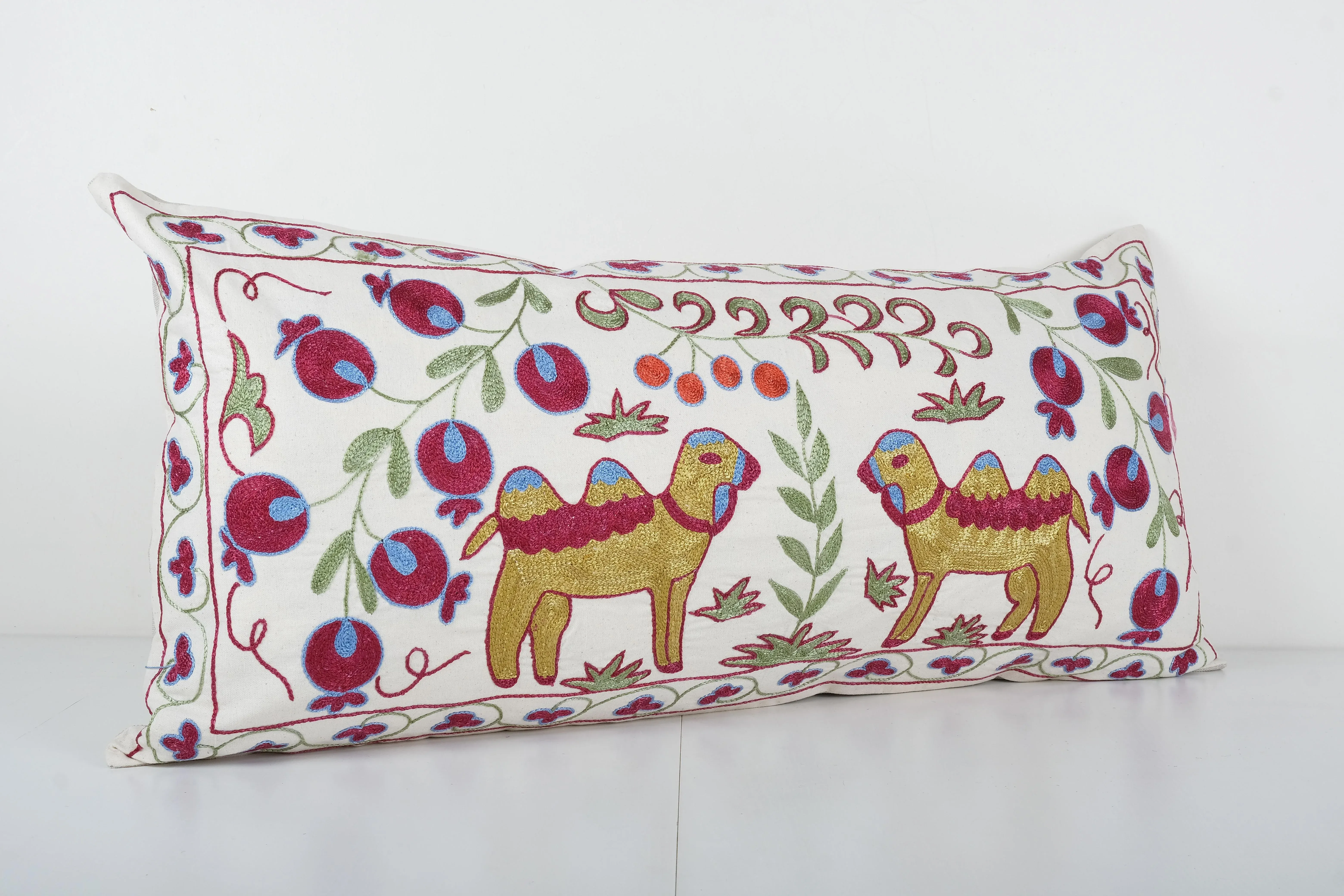 Embroidered Long Camel Suzani Bedding Pillow Cover Chairish
