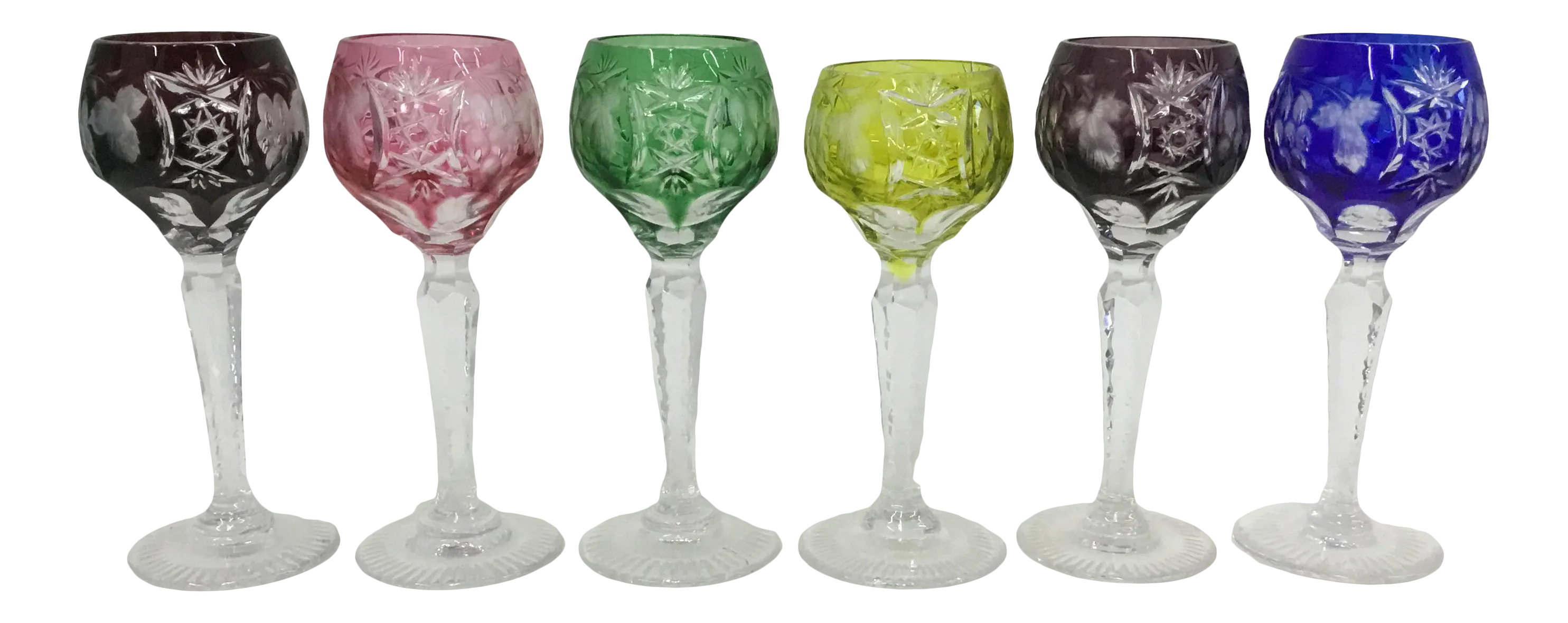 Set of Six Vintage Crystal Liquor of Schnaps Shot Glasses by