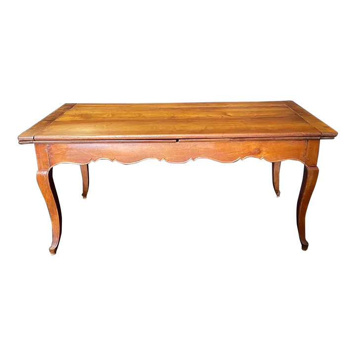 Extension 19th Century French Provincial Farmhouse Dining Table With Two Leaves