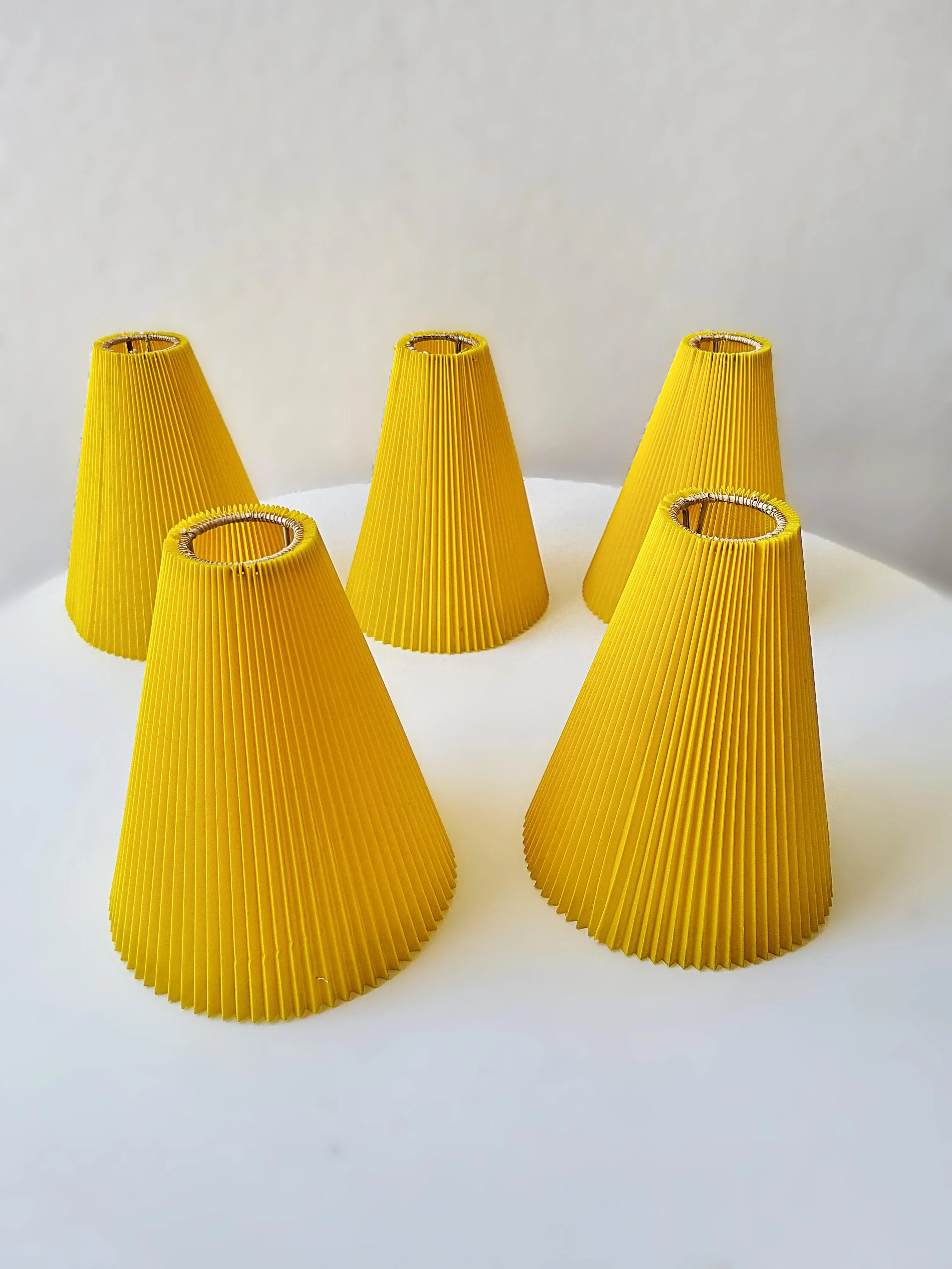 Vintage Brass Pleated Shade Pendant Lamp, 1960