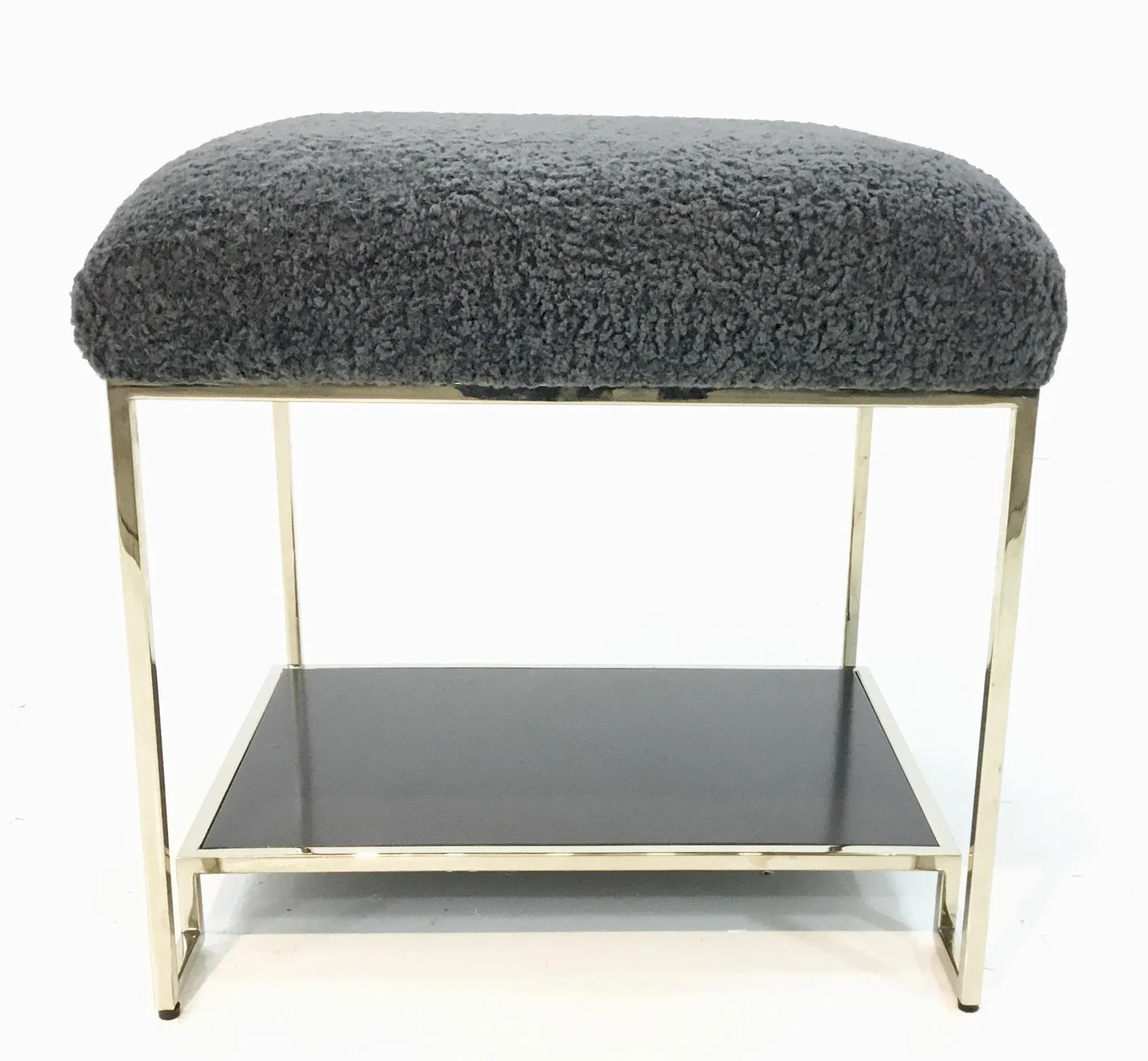 Caracole Thoroughly Modern Brass and Gray Bench