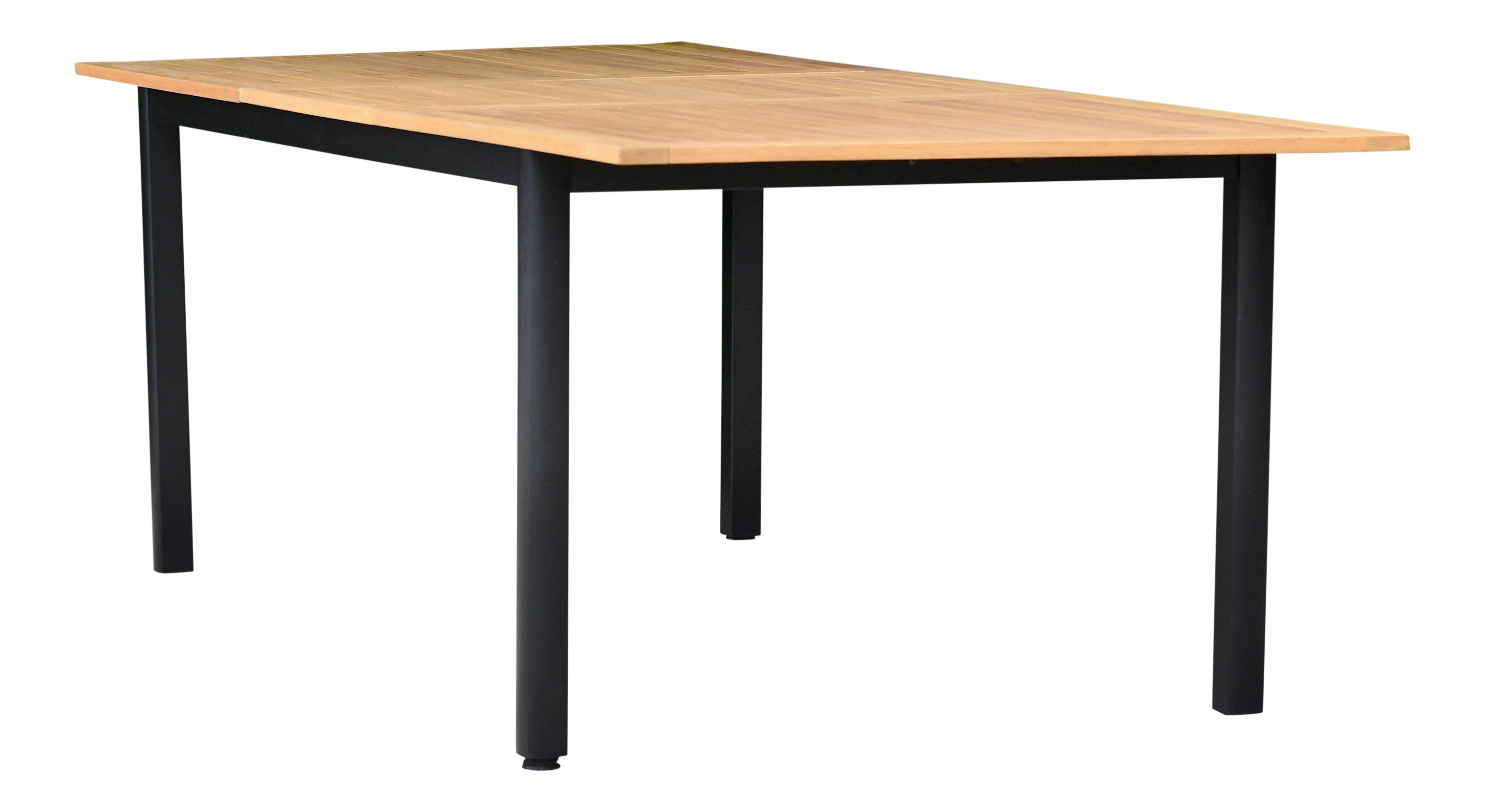 Amazonia Bowery Rectangular Patio Garden Dining Table, Teak Finish with Black Aluminum Chairish