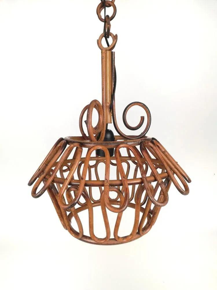 Bamboo Pendant Light, Italy, 1960s