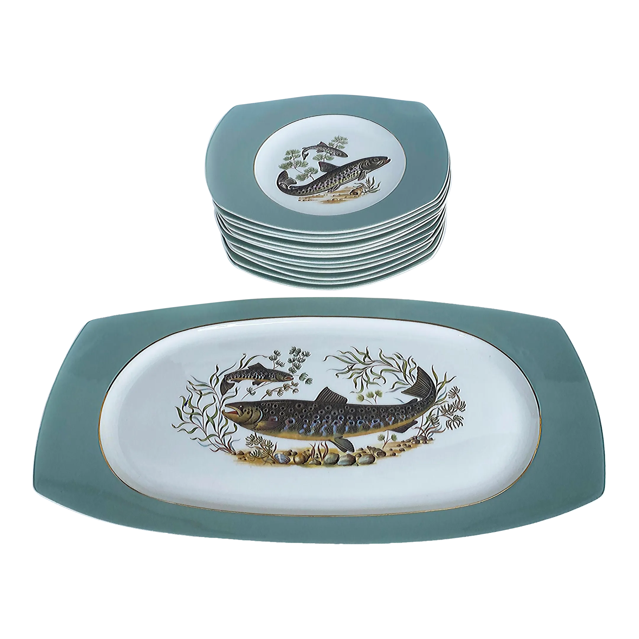 食器 Gustavsberg Fish plate  all color WorldAntique.net - Wilhelm Kåge/Kaage, Gustavsberg, Argenta