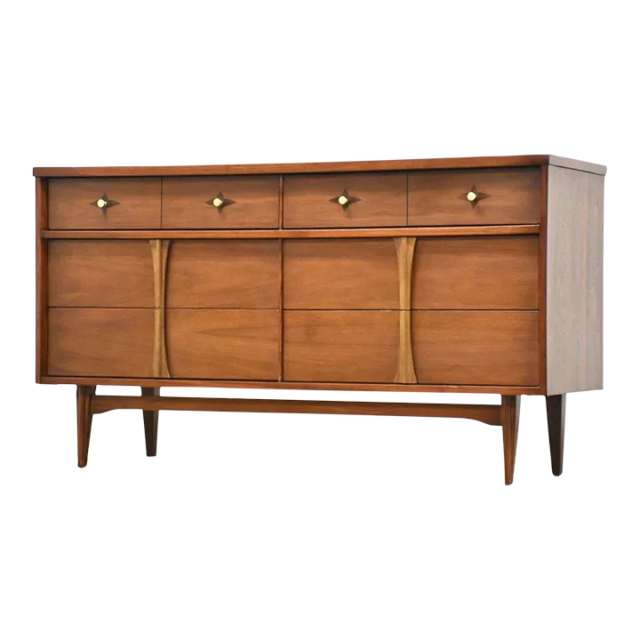 1960s Refinished Walnut Dresser by Bassett | Chairish
