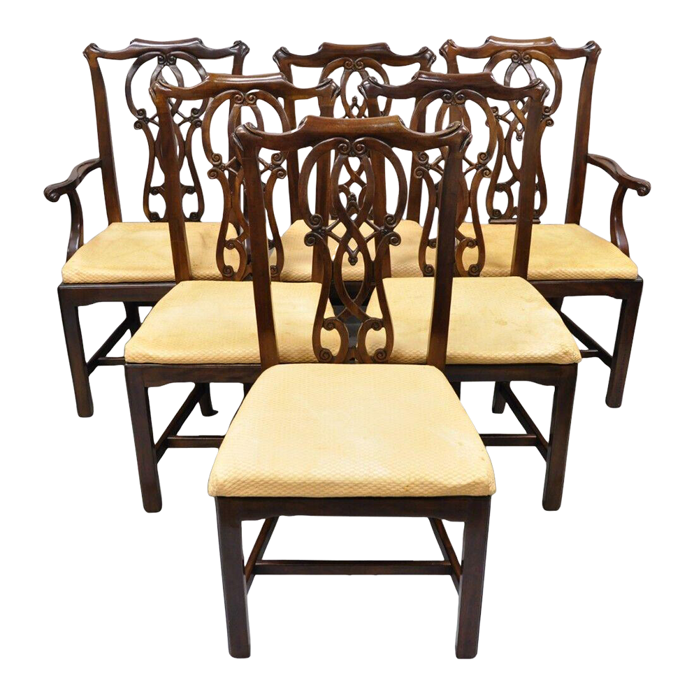 Drexel Heritage Chippendale Style Mahogany Dining Chairs Set
