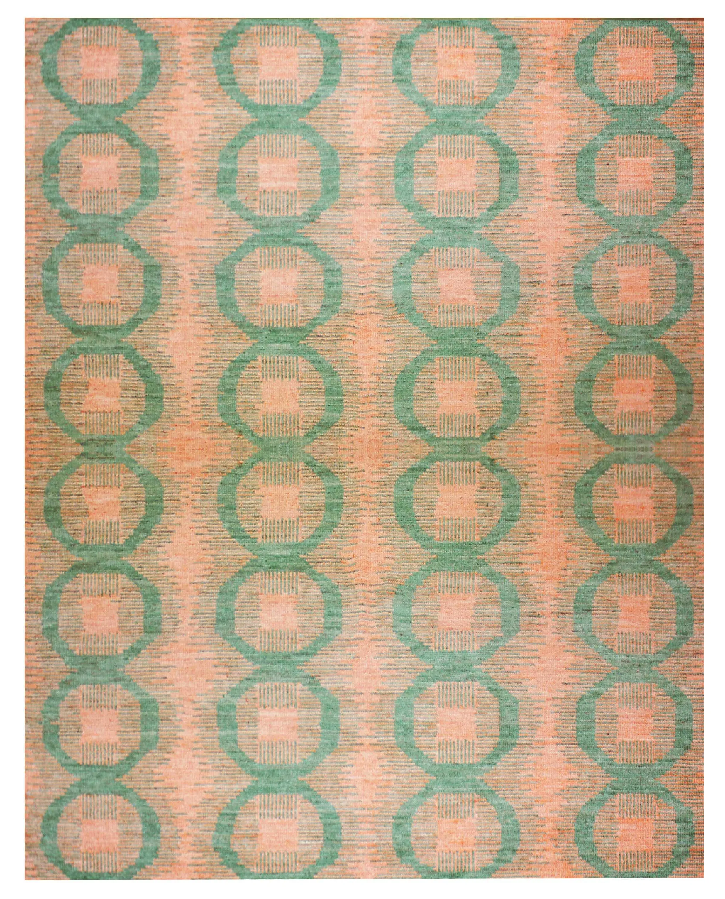 Aara Rugs Inc. Hand Knotted Natural Wool & Cotton Ikat Rug - 9\'2\
