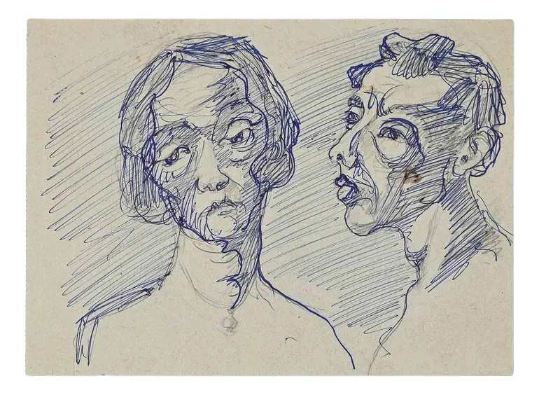 Portraits, Original Drawing, Early 20th-Century