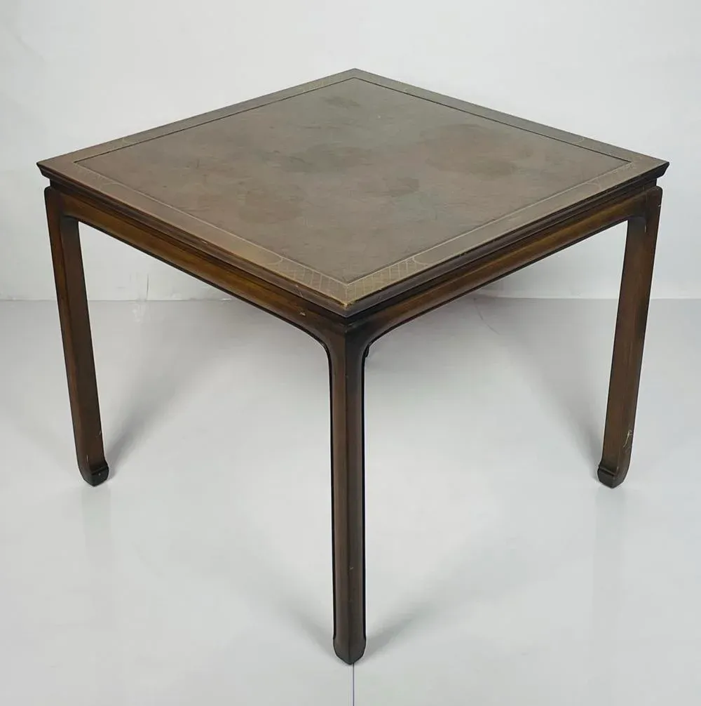 1980s Vintage Game Table With Leather Top by Baker Furniture