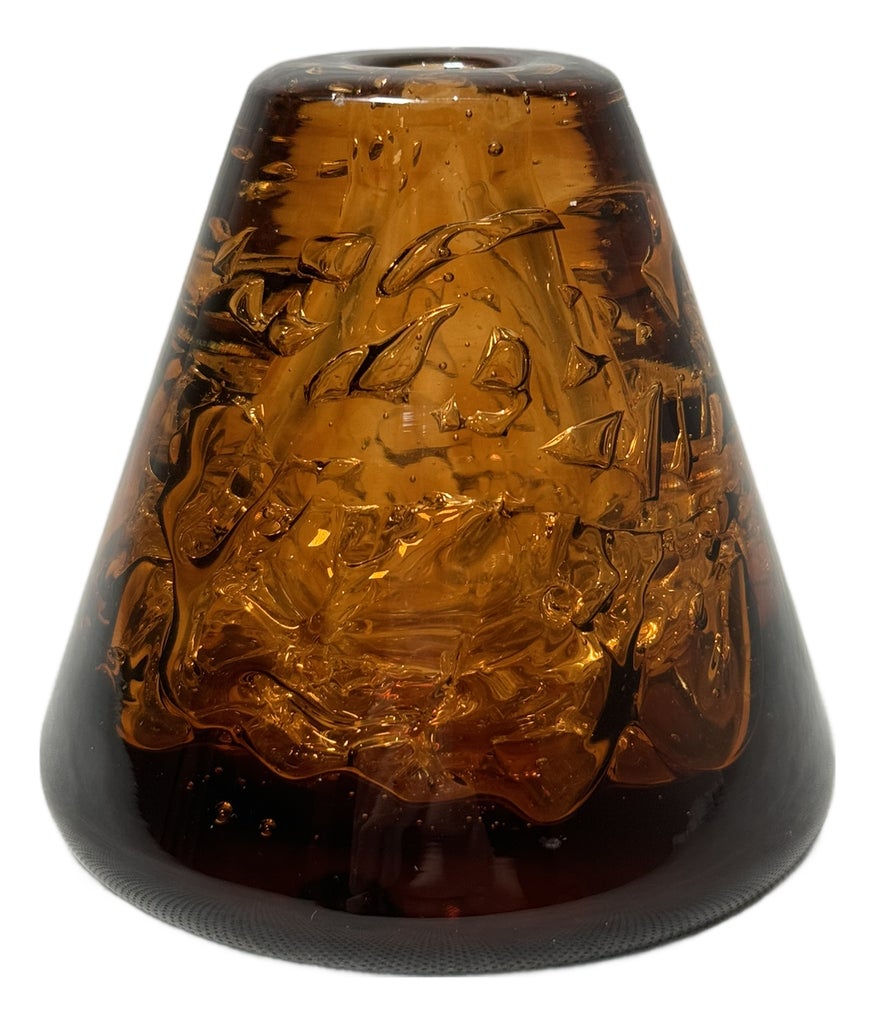 Amber Whirlpool Cone Vase by František Vízner for Skrdlovice, 1968