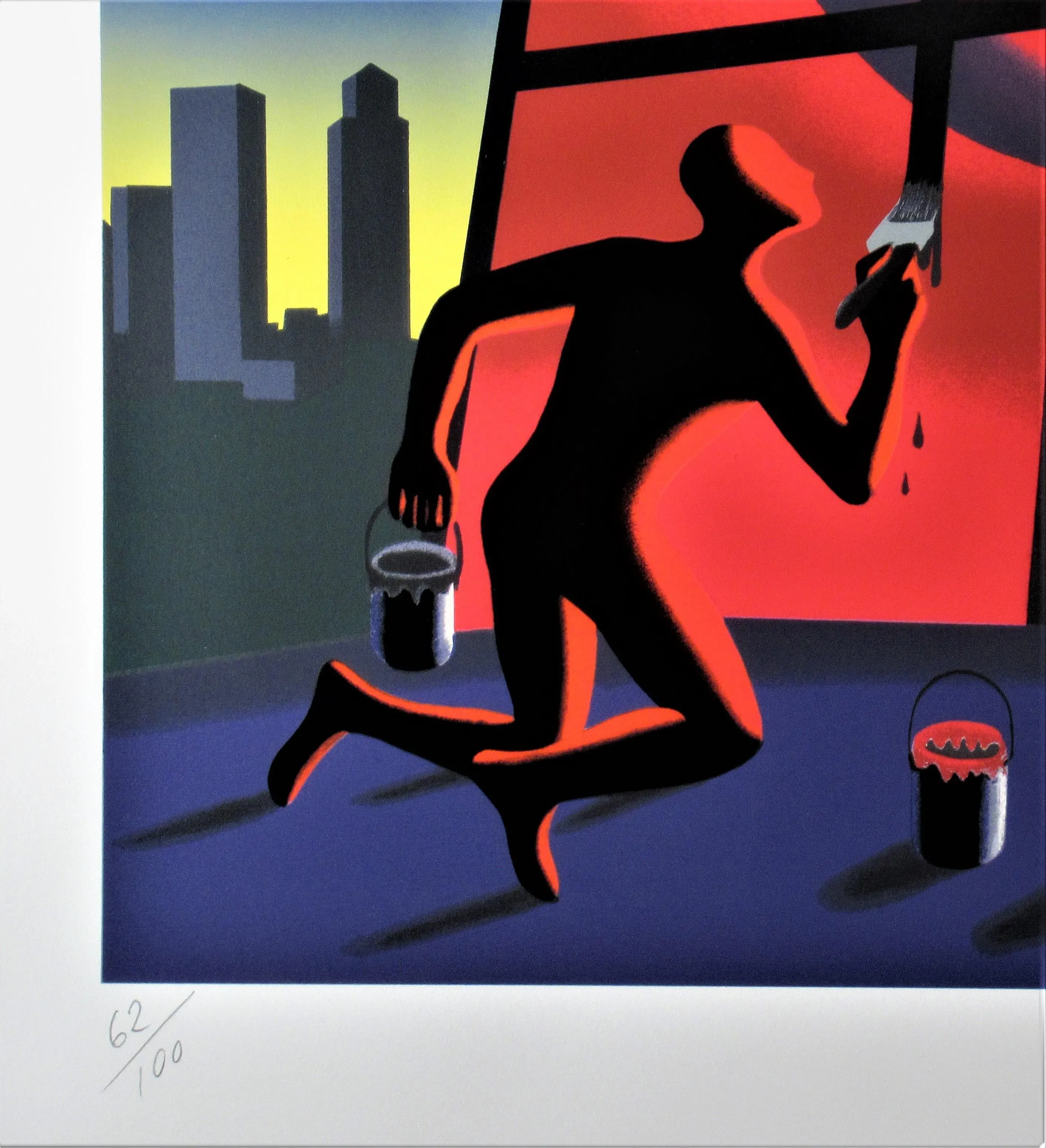 ☆マークコスタビ MARK KOSTABI 2001年 アクリル画１点物☆ mark-kostabi-panic-in-the-