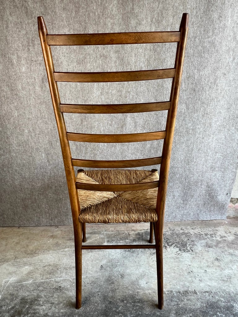 Vintage Mid 20th Century Italian Country Modern Style Rush Seat