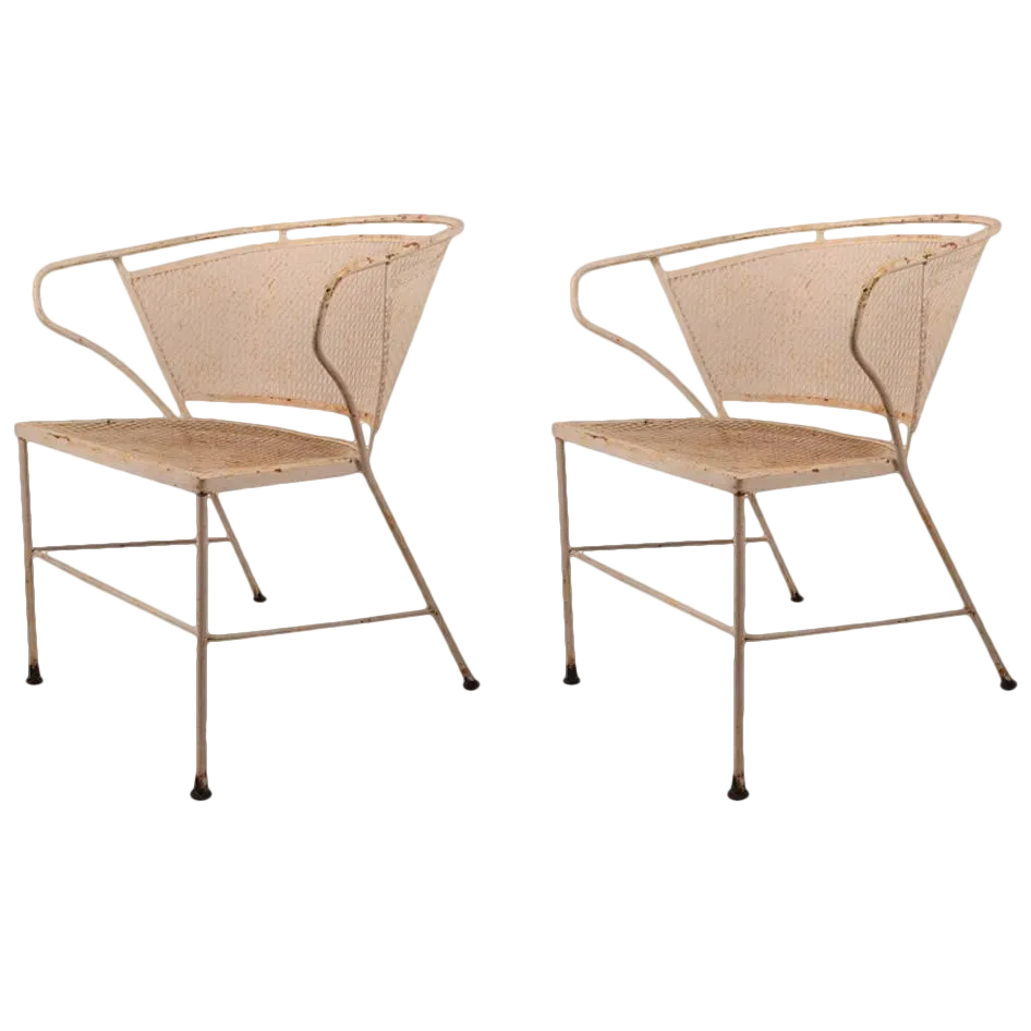 Metal Mesh Garden Chairs Attributed to Woodard a Pair Chairish