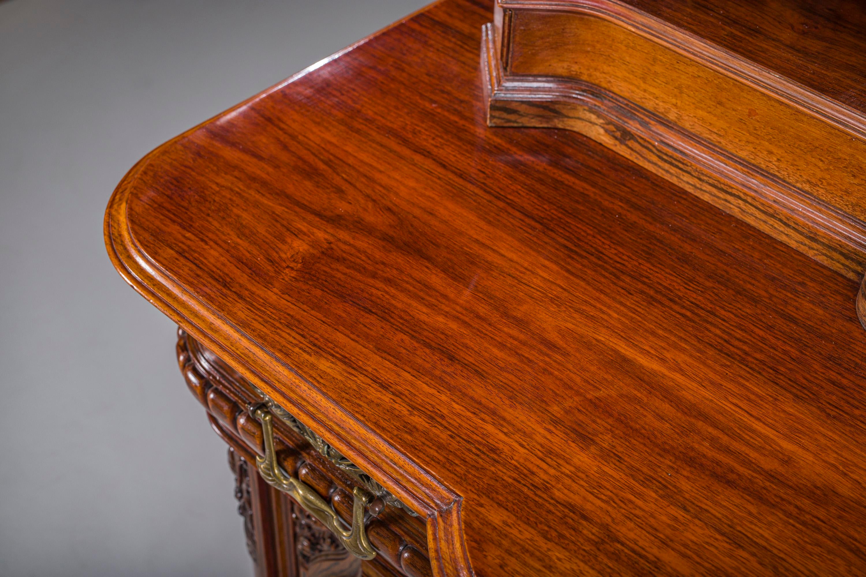 Neo-Baroque German Buffet Cabinet in Walnut & Mahogany, 1890s