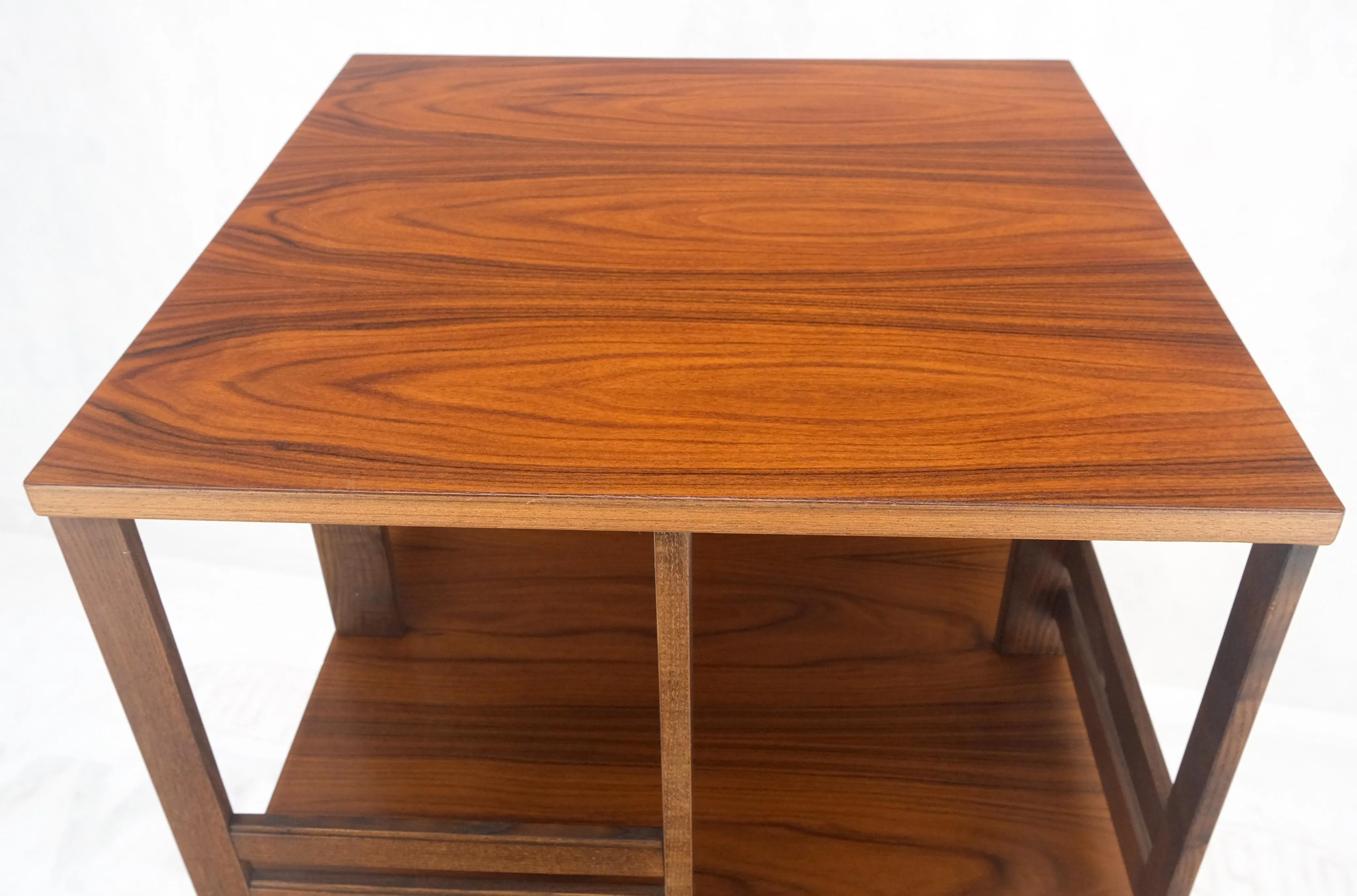 Danish Mid Century Modern Rosewood Square Revolving Bookcase Shelf