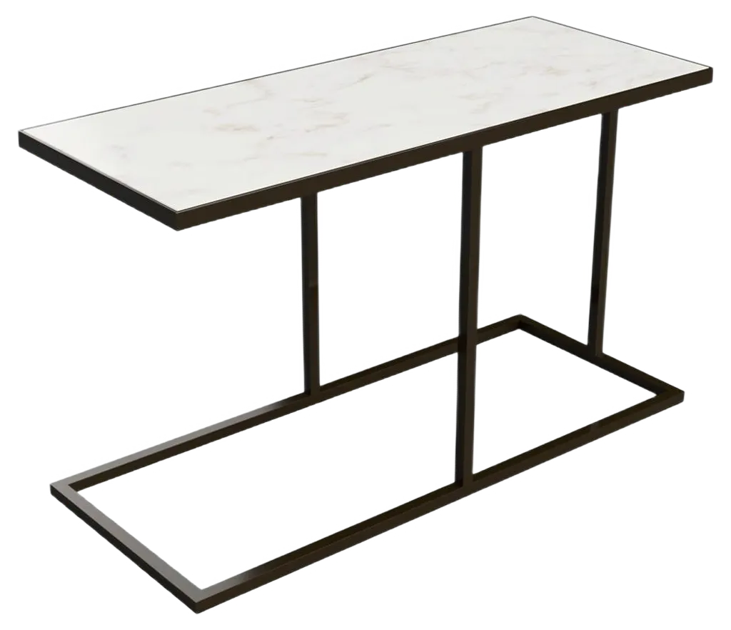 Bacco Cantilever Side Table in Marble and Powder Coated Steel by Casa Botelho
