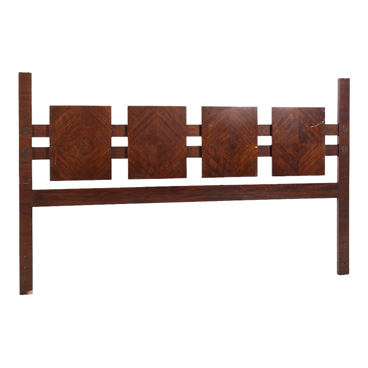 Lane Brutalist Mid Century Walnut King Headboard Chairish