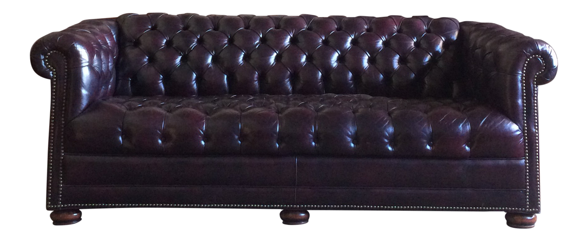 Modern Wine Colored Leather Chesterfield Chairish