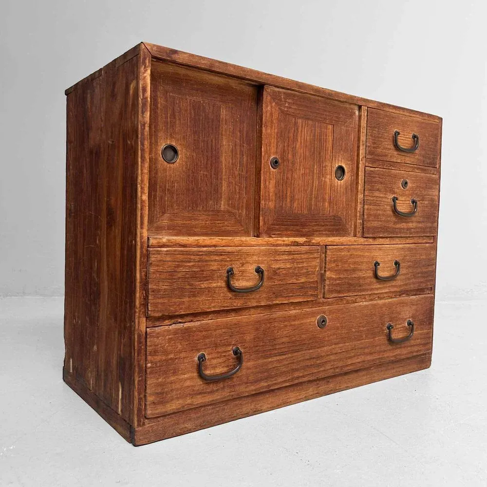 Traditional Japanese Tansu Storage Cabinet, 1920s | Chairish