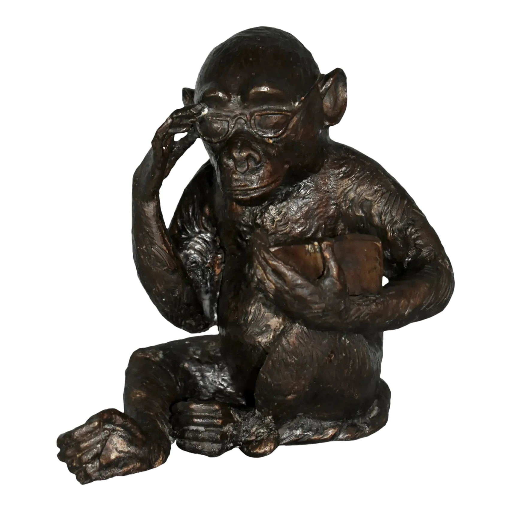 Vintage Transitional Bronze Monkey Figure W/Glasses | Chairish