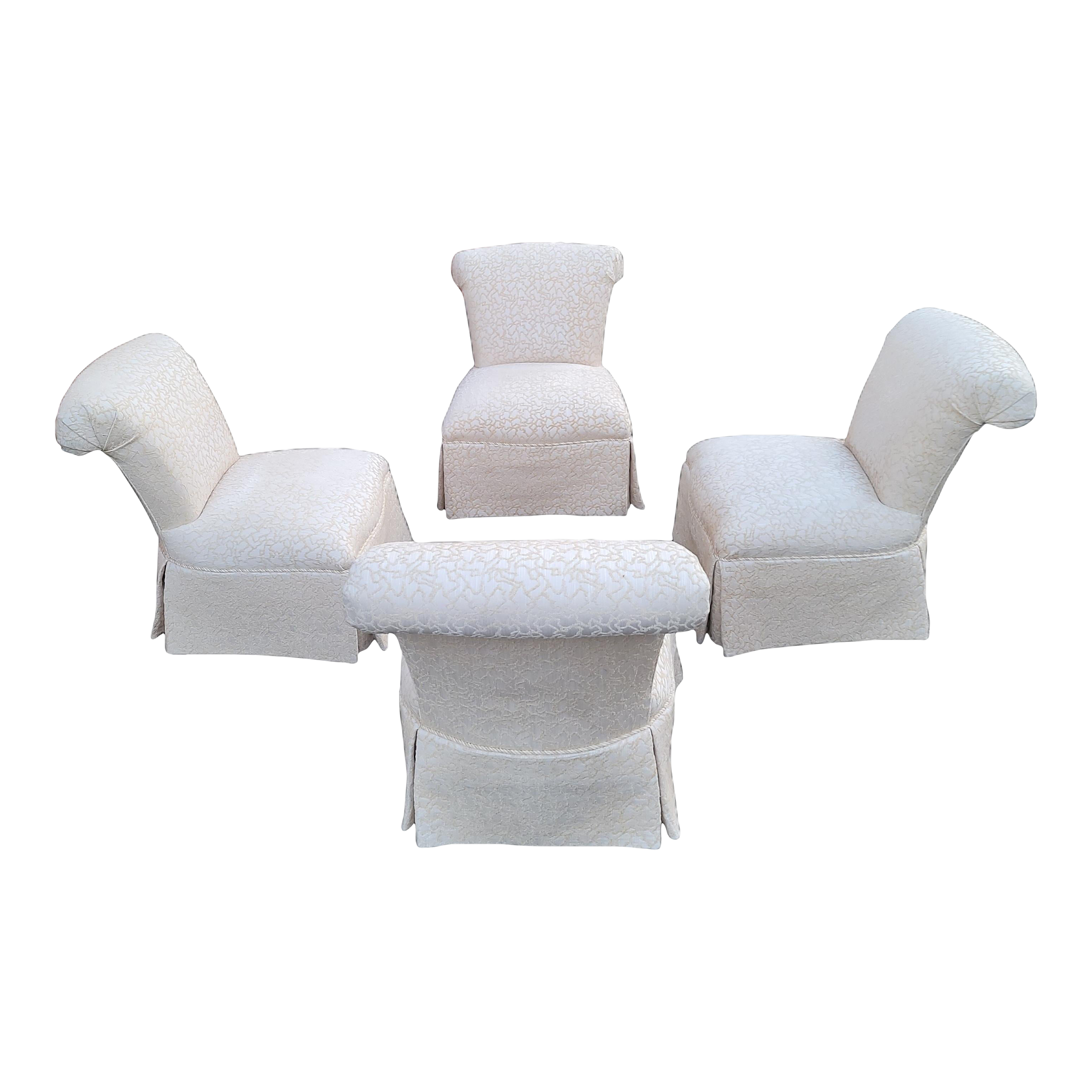 Set of 4 Vintage Henredon Furniture Large Rolled Back Slipper Lounge