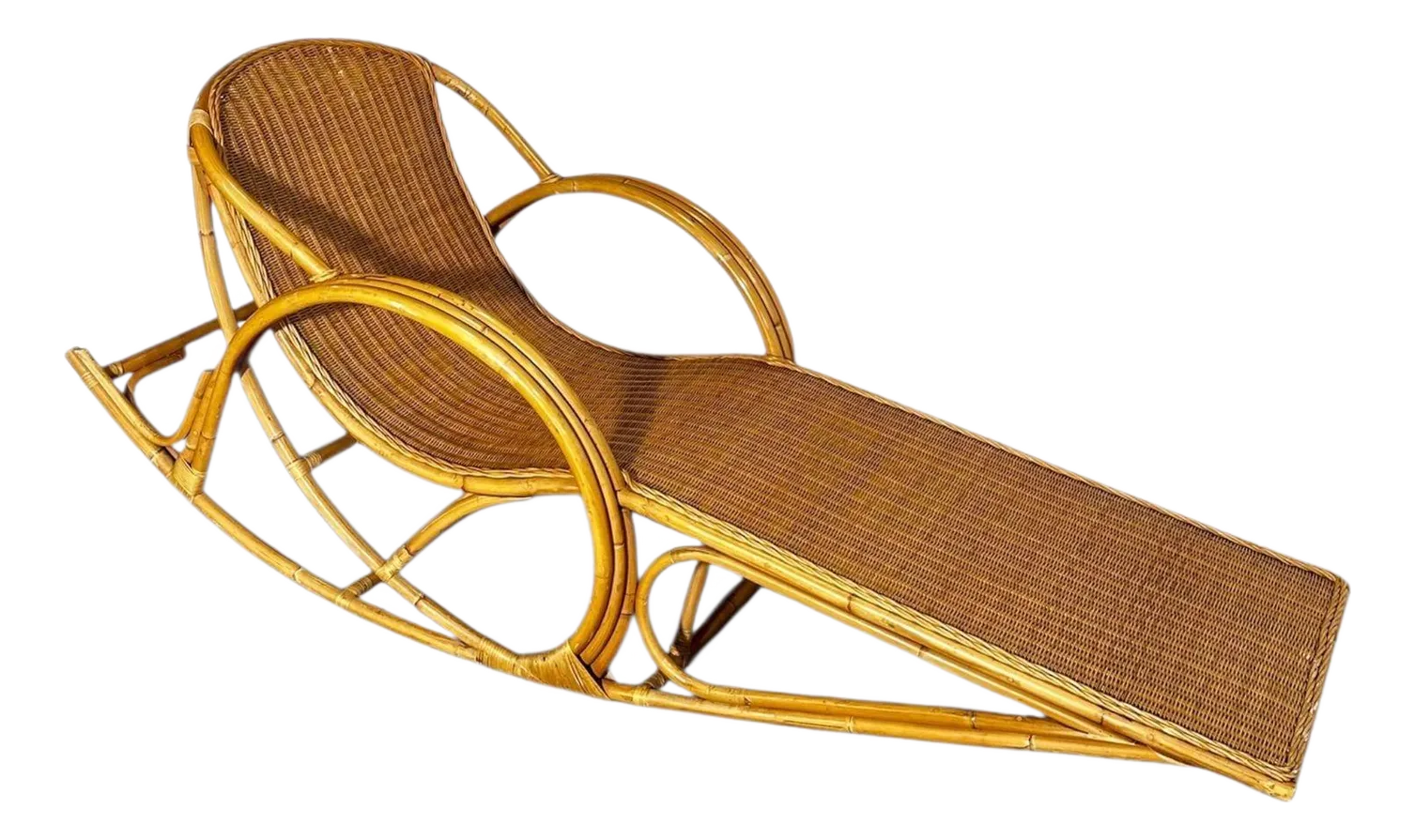 Rattan Rocking Chaise Lounge Chair, 1970 Chairish