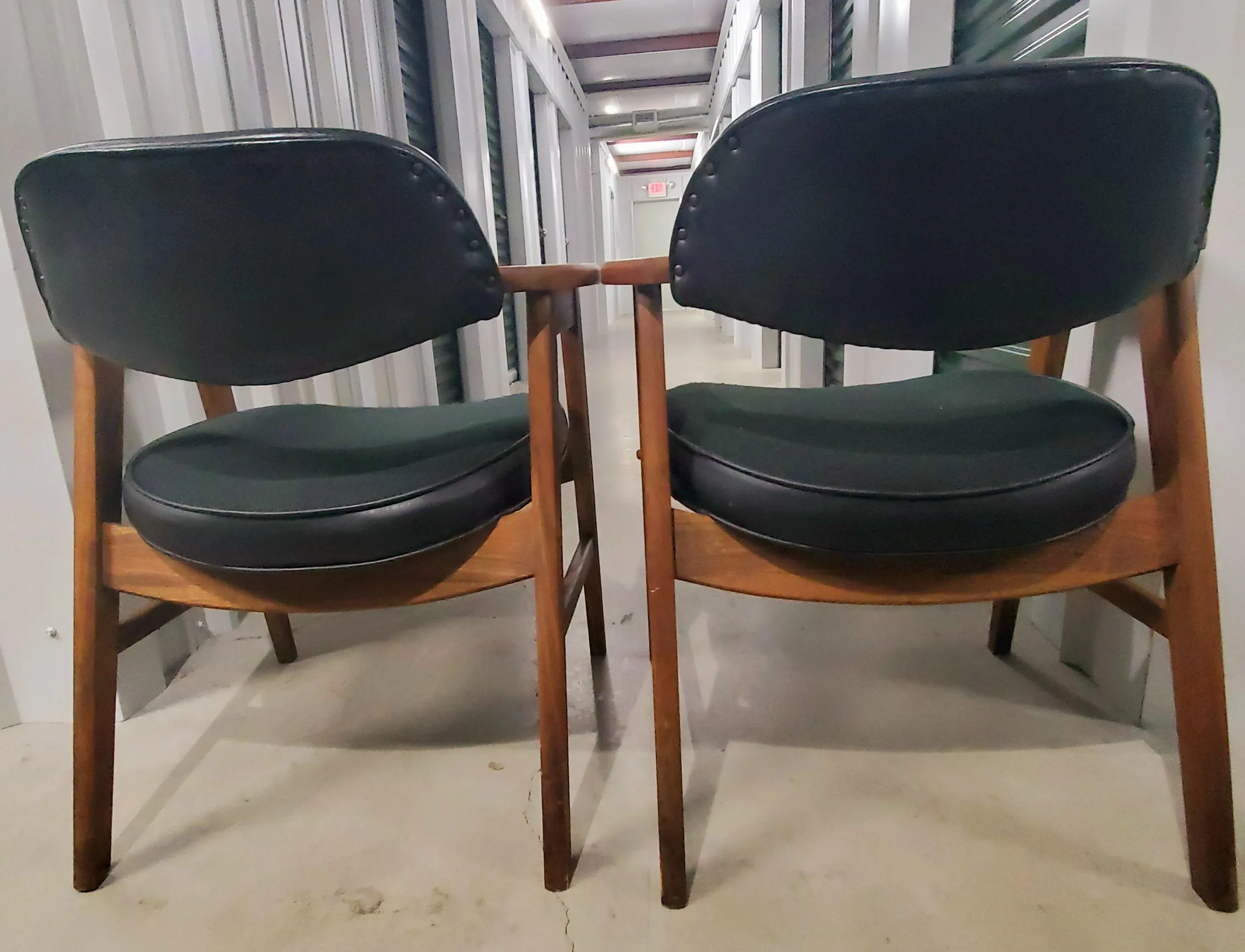 Mid Century Gunlocke Style Walnut Chairs by Annandale a Pair