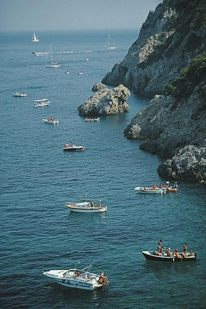Slim Aarons, Porto Ercole Boats, Limited Edition Estate Stamped Photographic Print, 1980s