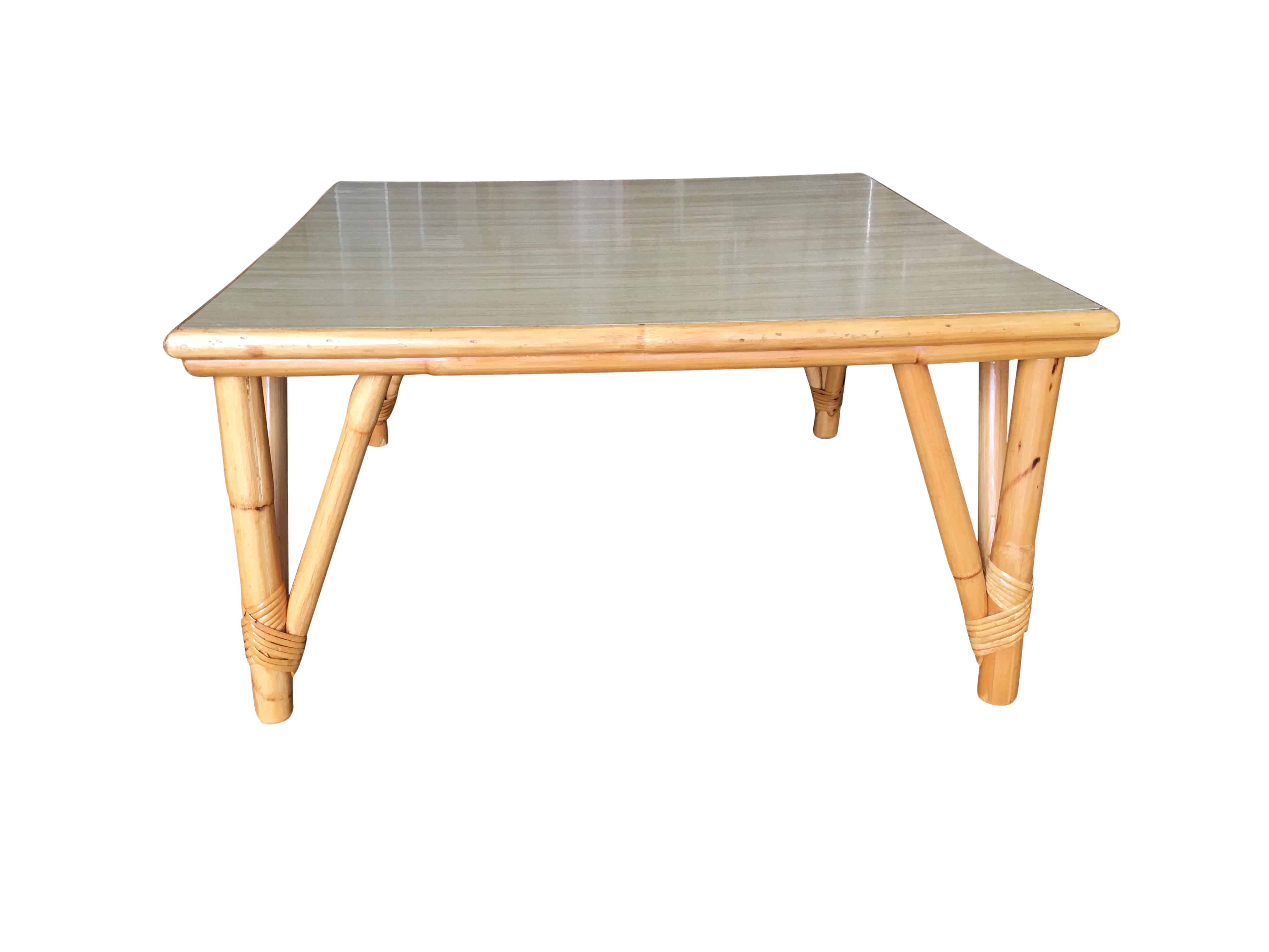 Restored Vintage Large Square Rattan Coffee Table With Formica Top Chairish
