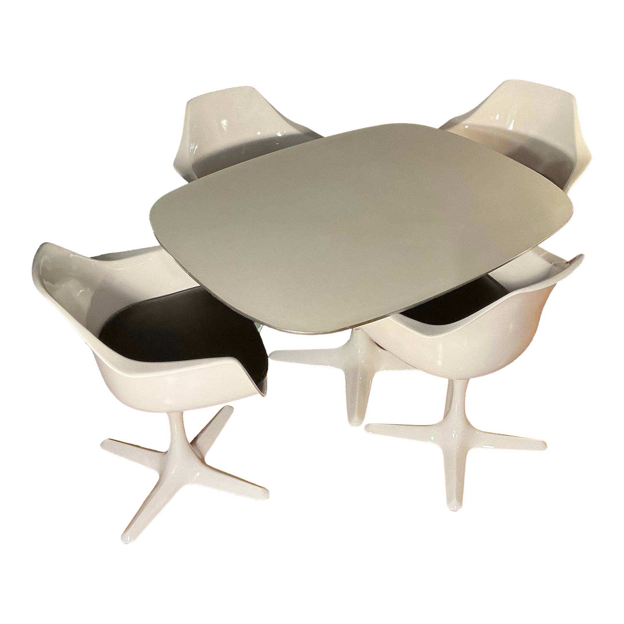 Mid-Century Modern Burke, Inc. Tulip Dining Set, Oval Table and Four Chairs Eero Saarinen for Knoll