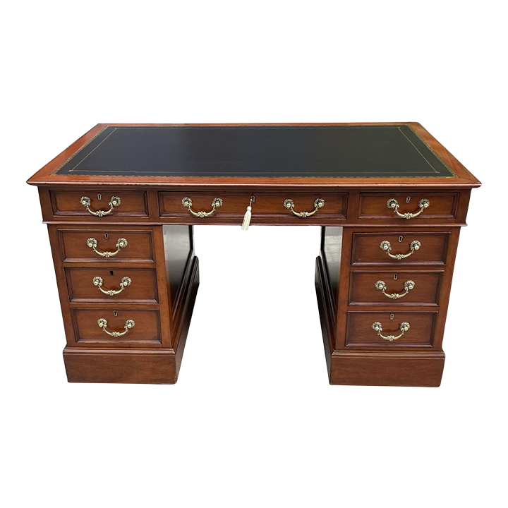 Antique Victorian Twin Pedestal Kneehole Desk Brass Handles 19thCt Chairish