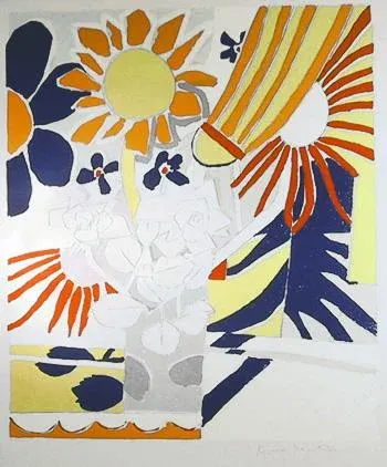 Flowers 9, Knox Martin Silkscreen, Signed and Numbered in Pencil