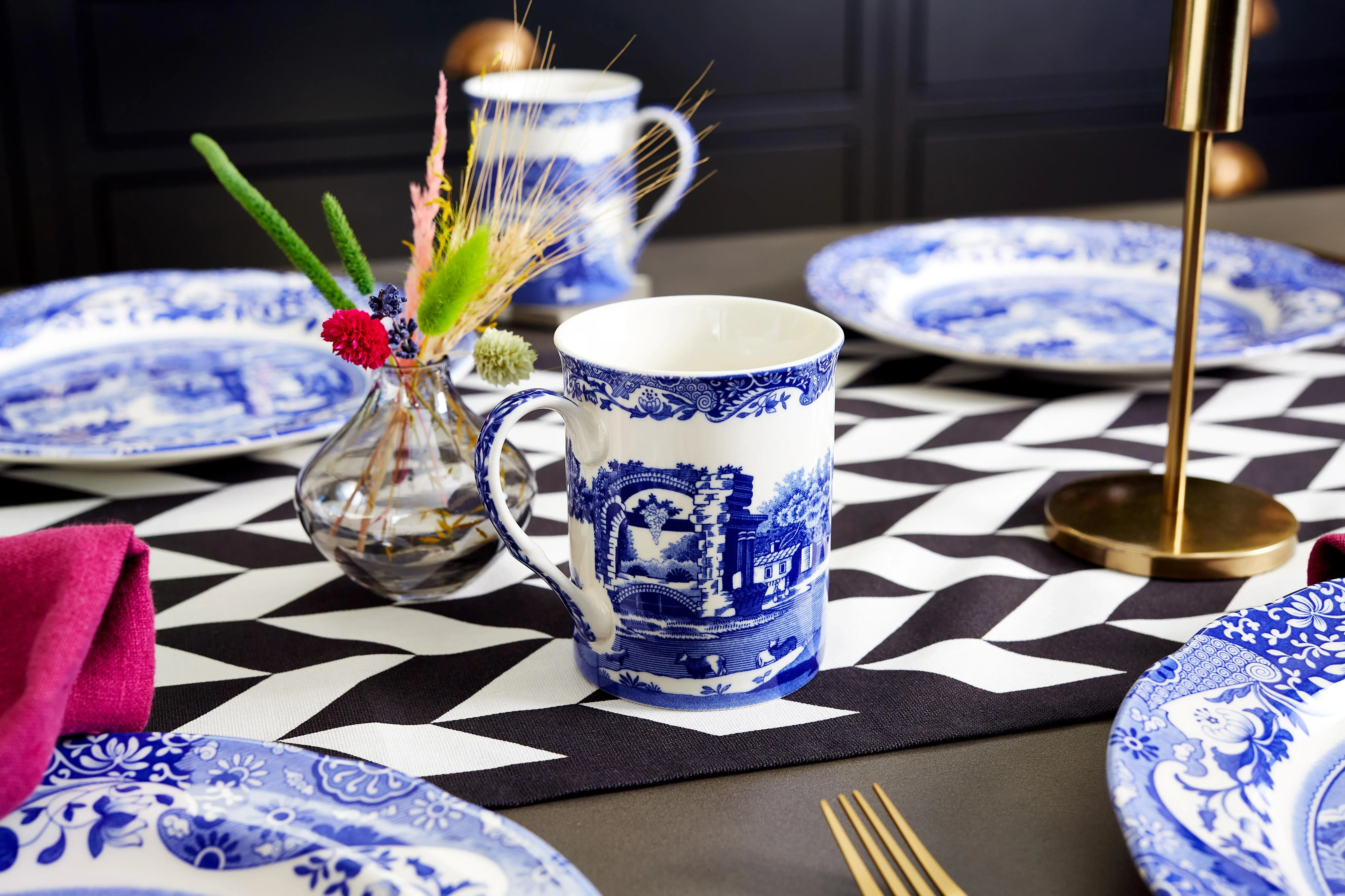 Spode Blue Italian 12-Piece Dinnerware Set with Mug, Service for