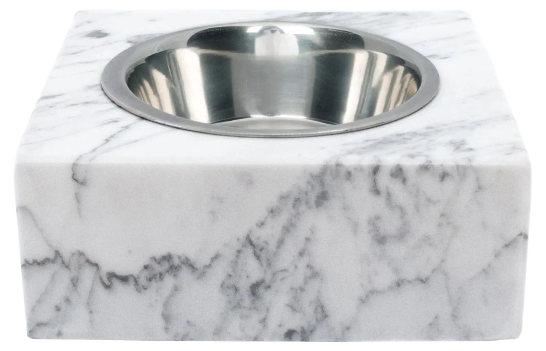 Squared White Carrara Marble Cat or Dog Bowl Chairish