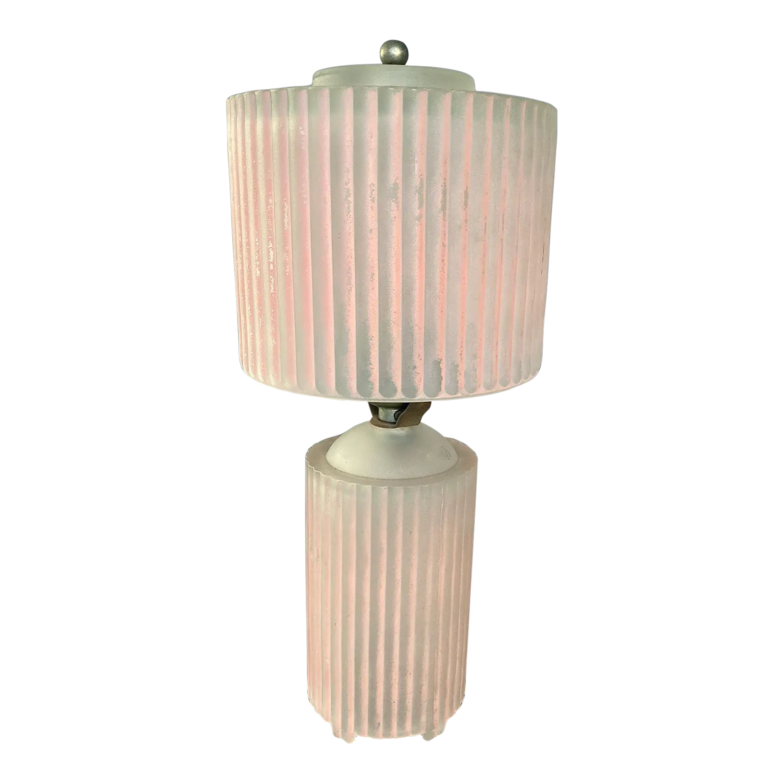 1920s Pink and White Glass Art Deco Vanity Table Lamp Chairish