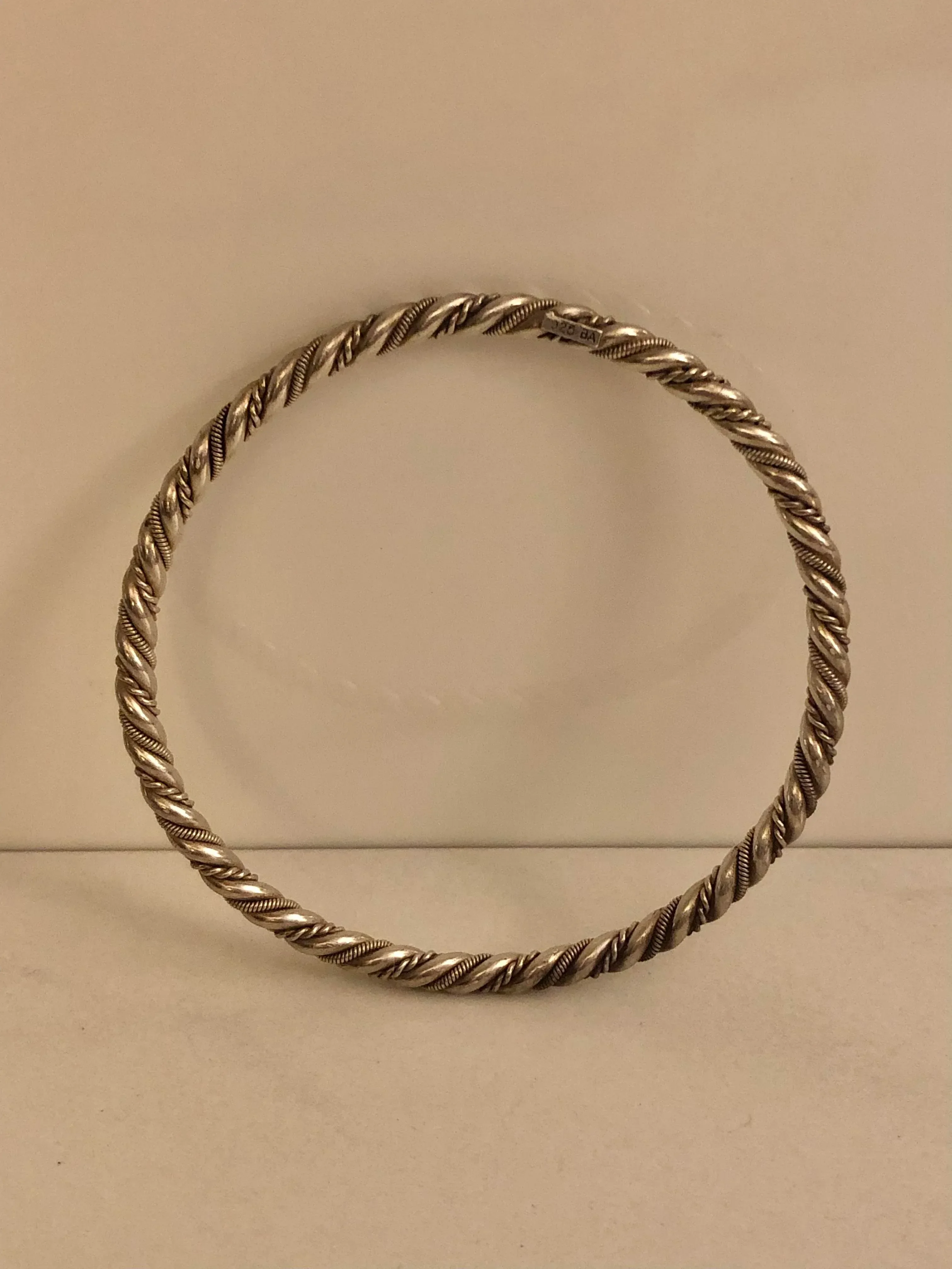 Vintage Sterling Silver Rope Twist Bangle | Chairish